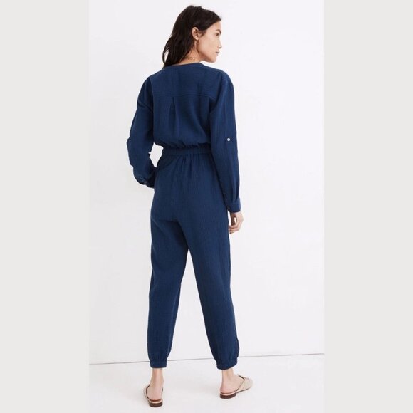 Madewell Coastal Blue Lightspun Tapered Leg Jumpsuit Size 14 - 41148 - Picture 3 of 16
